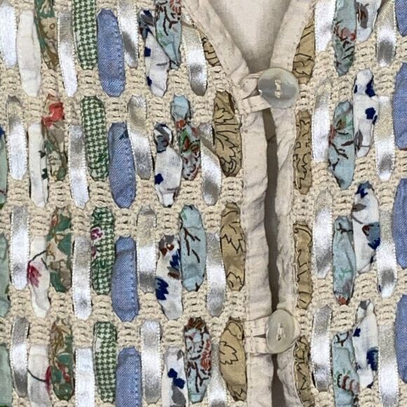 Women VTG New Identity Ribbon Vest Cottagecore Whimsy Basketweave Large - Picture 5 of 11